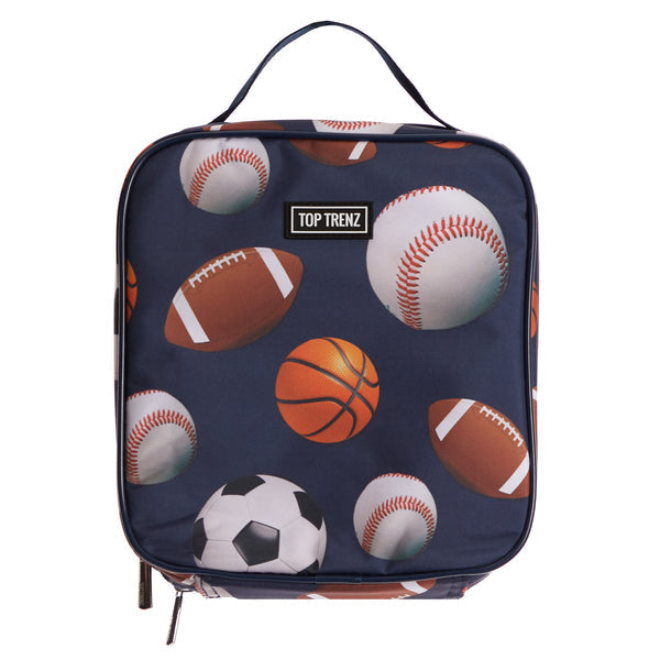 Navy Sports Canvas Insulated Lunch Box