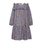 Floral Dress With Ruffles - Night Blue