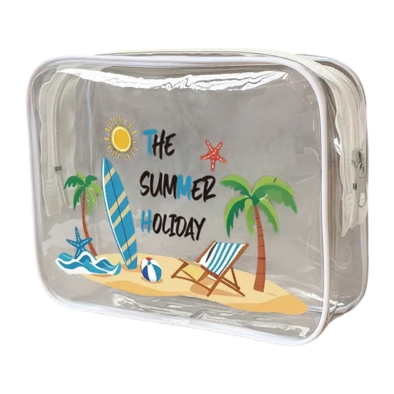 Summer Holiday Pvc Cosmetic Bag - white