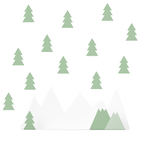 Shelf Mountain & 12 fir tree stickers - Black