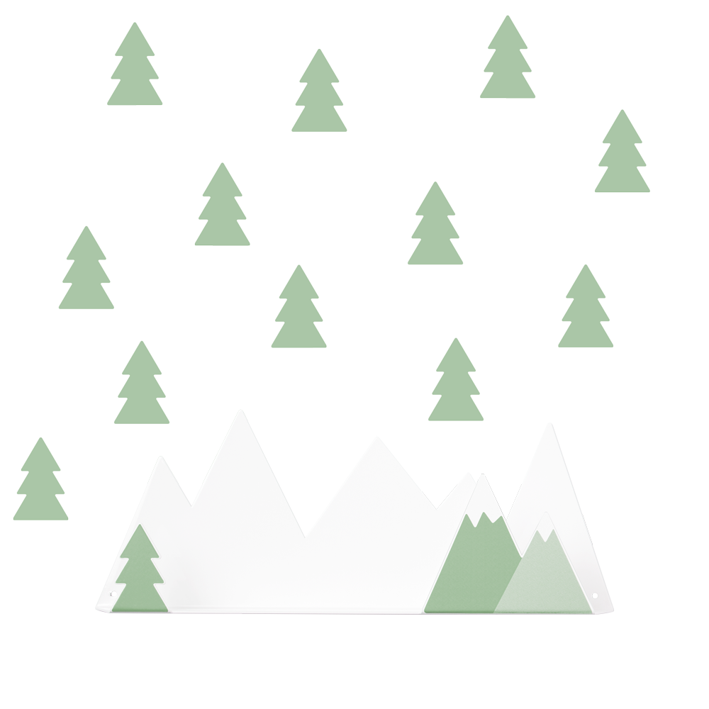 Shelf Mountain & 12 fir tree stickers - Black