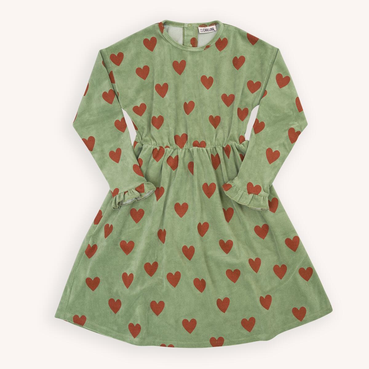 Hearts Velvet Skater Dress Oversized with Ruffles - 9-12 Months