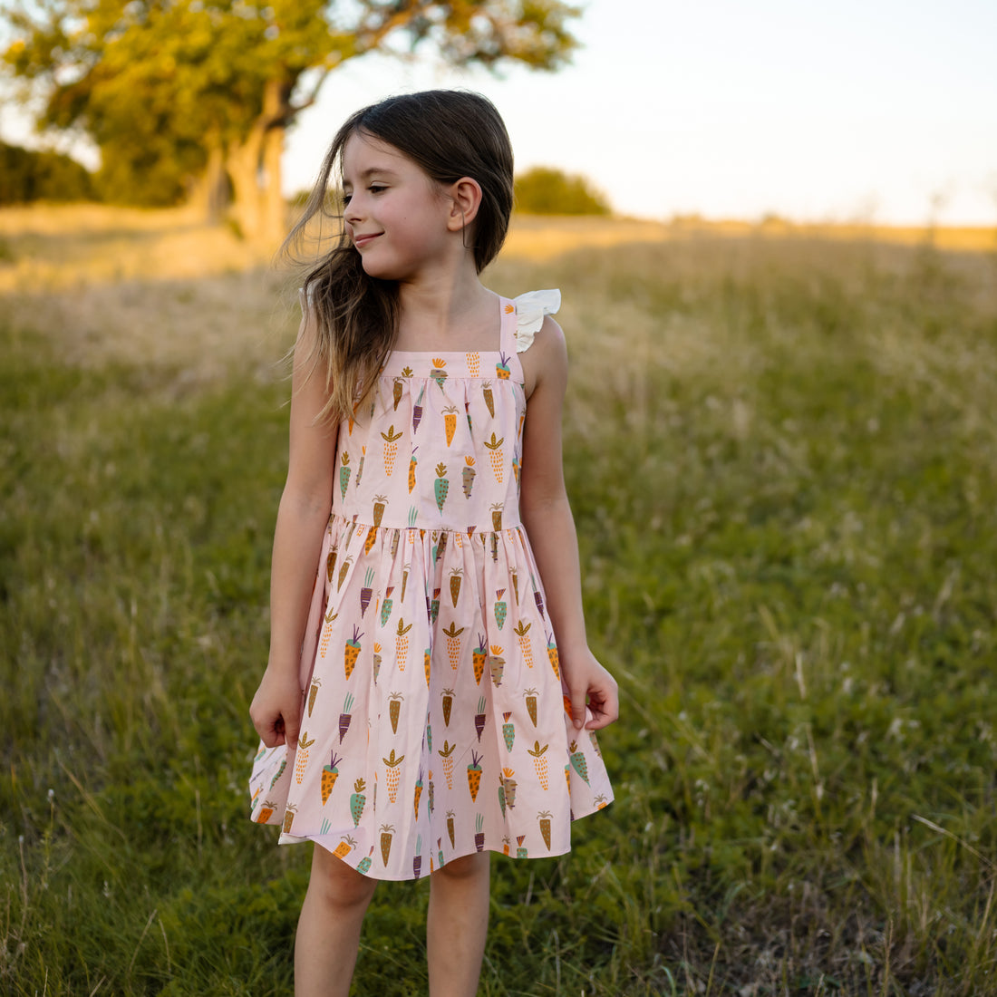 Print Frill Dress - Pink Carrot - 12 Months