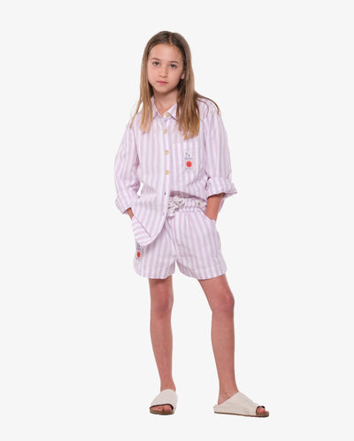 Poplin Cotton Short - Pink Stipe - 10 Years