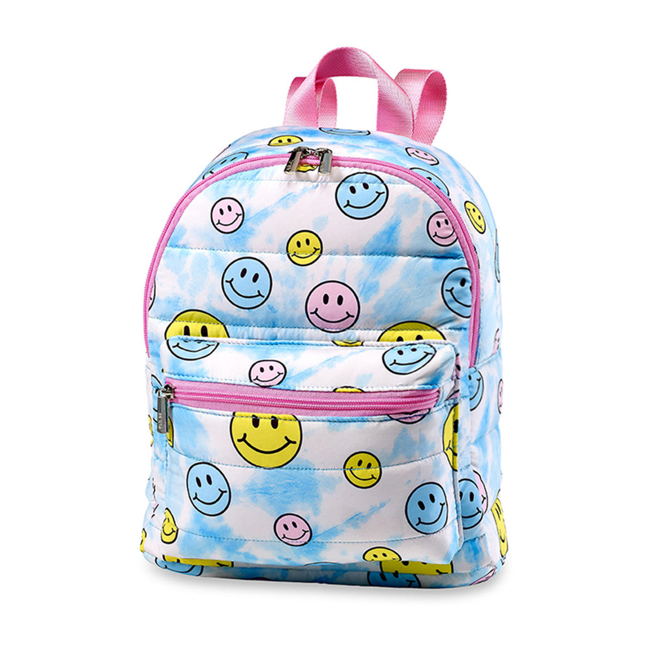 Blue Tie Dye Smile Puffer Mini Backpack