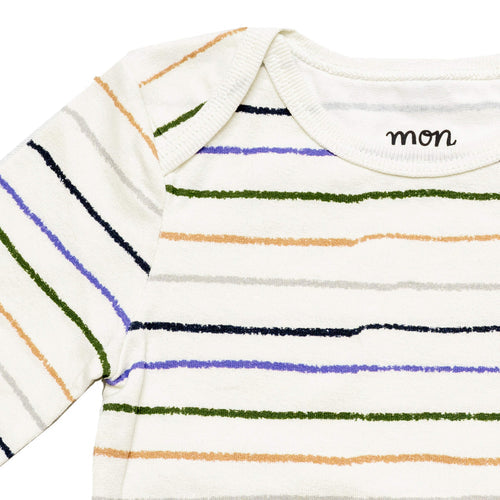 Striped Baby Bodysuit Natural - Blue - 3-6 Months