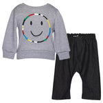 Smile Sweater & Denim Slouchy Pants - Melange - 6 Month