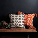 Terracotta Triangles Block Print Cushion