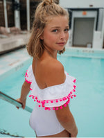 Sissi White Hot Pink Pompom - 2 Years