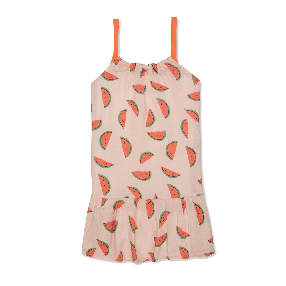 Watermelon Linen Tank Dress - 6-12 Months