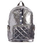 Gunmetal Diamond Stitch Backpack Split Star Strap