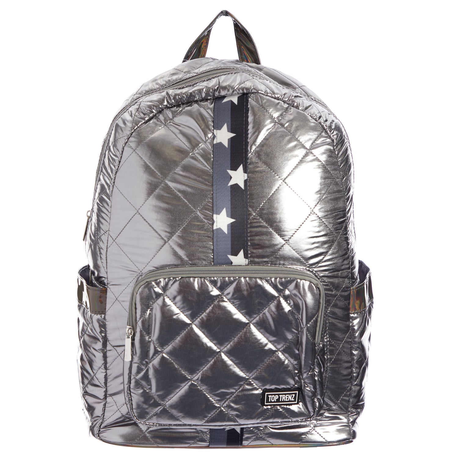 Gunmetal Diamond Stitch Backpack Split Star Strap