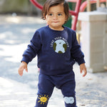 Sunshine & Cloud Knee Patch Harem Pant - Navy - 3-6 Months