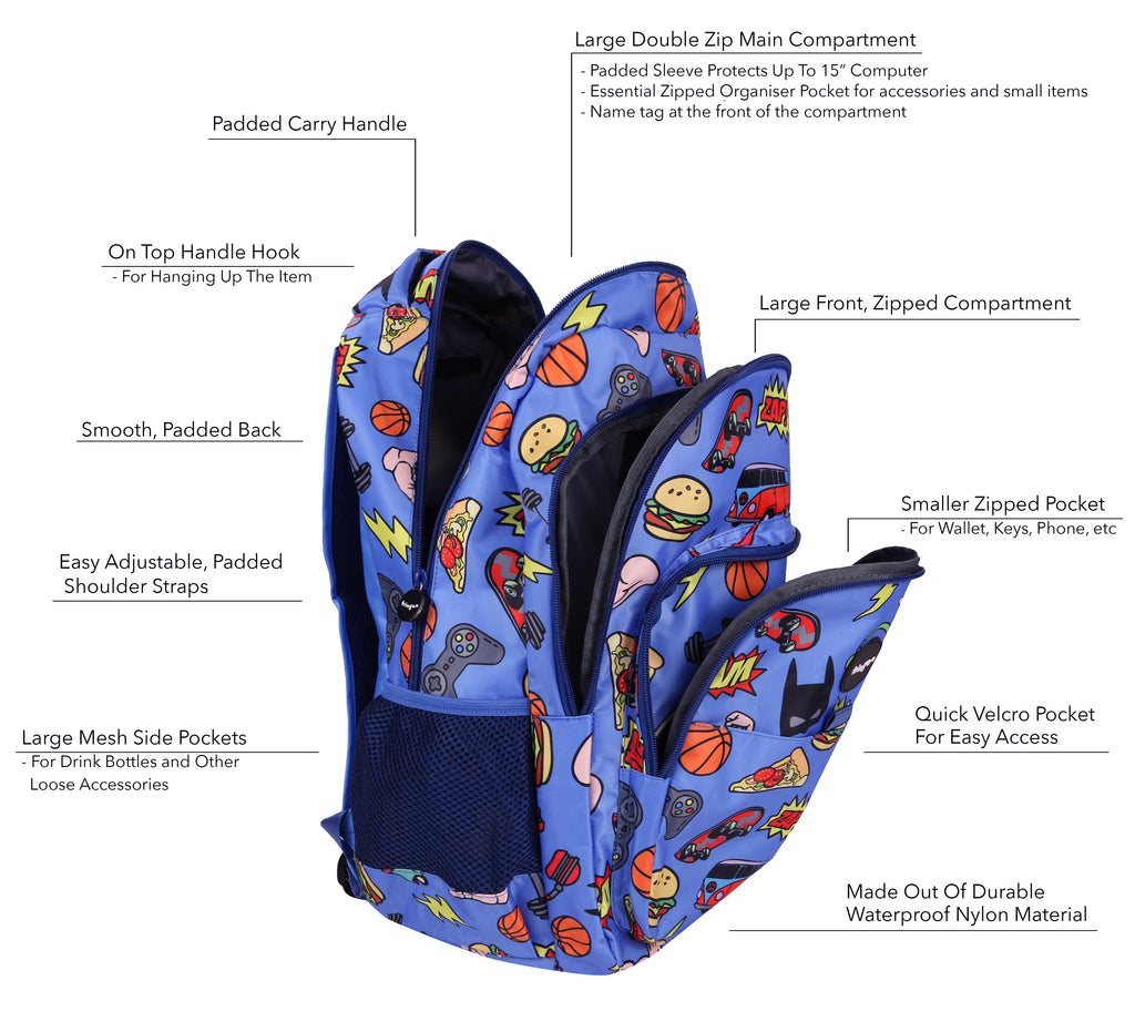 Multi Compartment Backpack - Doodle Boy