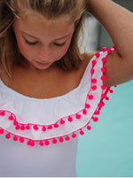 Sissi White Hot Pink Pompom - 2 Years