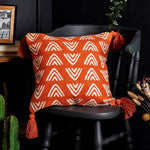 Terracotta Triangles Block Print Cushion