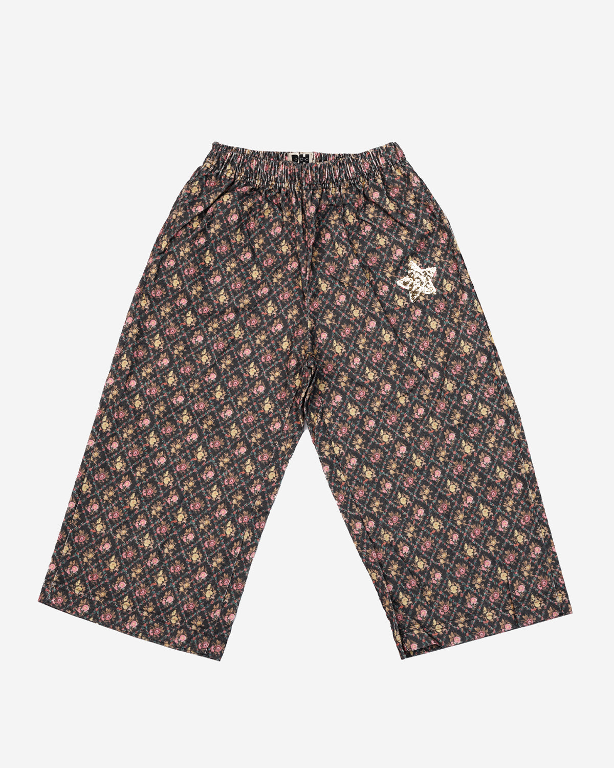 Vintage Flower Wide Pants - Black