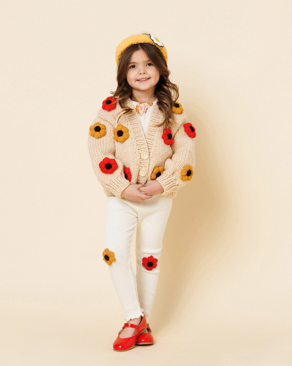 Flower Patched Legging - Cream