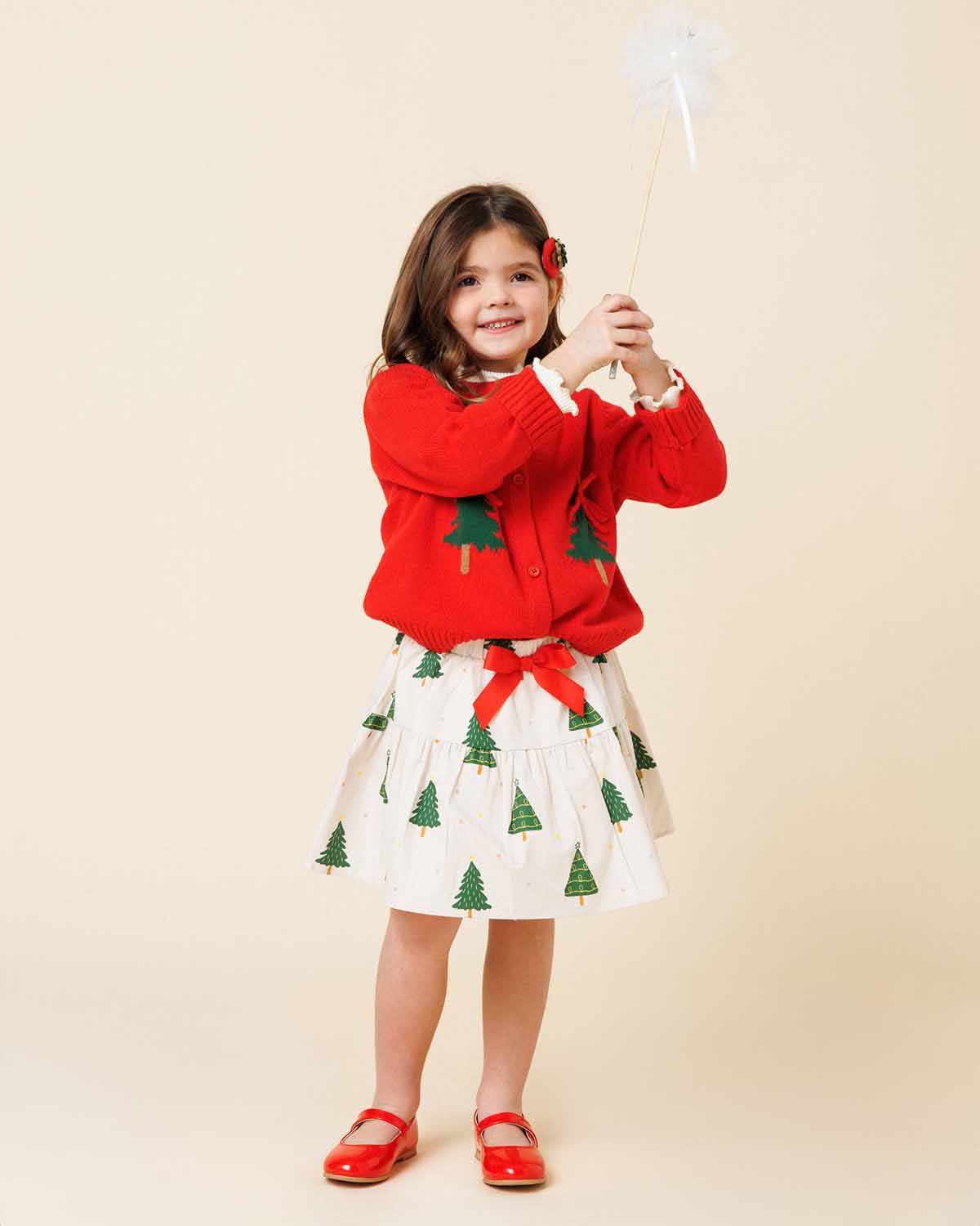 TREE KNIT CARDIGAN - RED