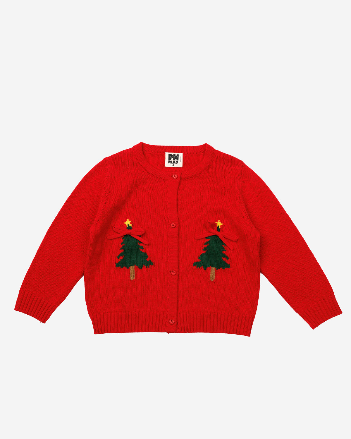 TREE KNIT CARDIGAN - RED