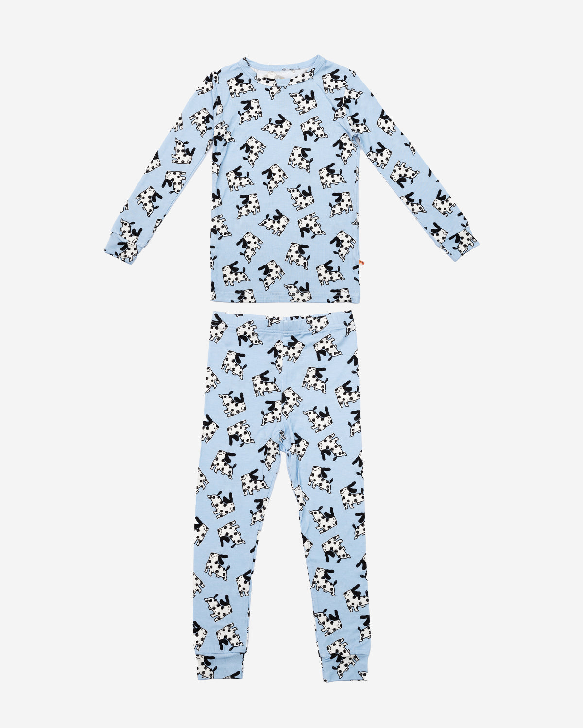 Bamboo Ls Printed PJ Set - Blue Cow