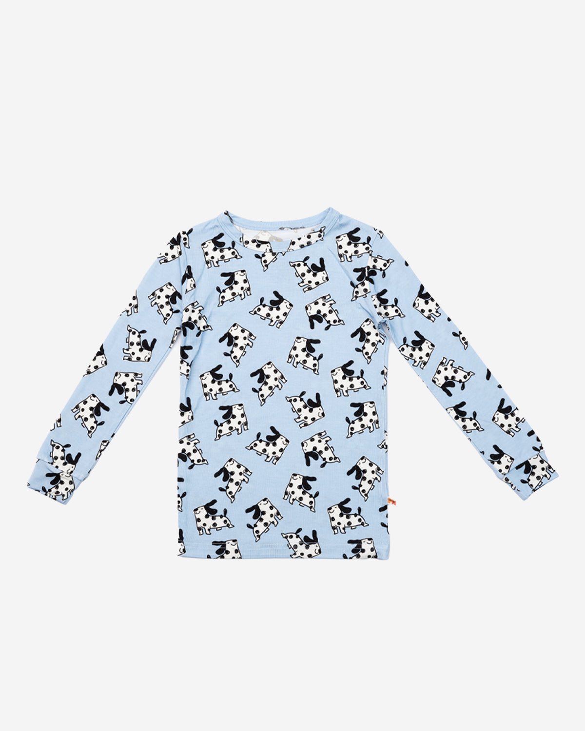 Bamboo Ls Printed PJ Set - Blue Cow
