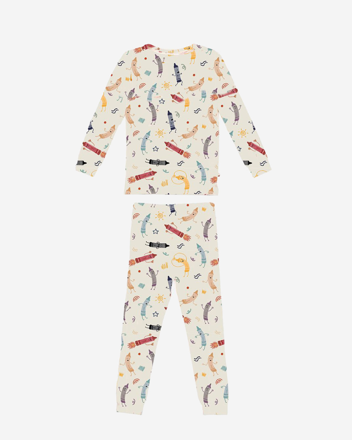 Bamboo Printed PJ Set - Cream Crayon
