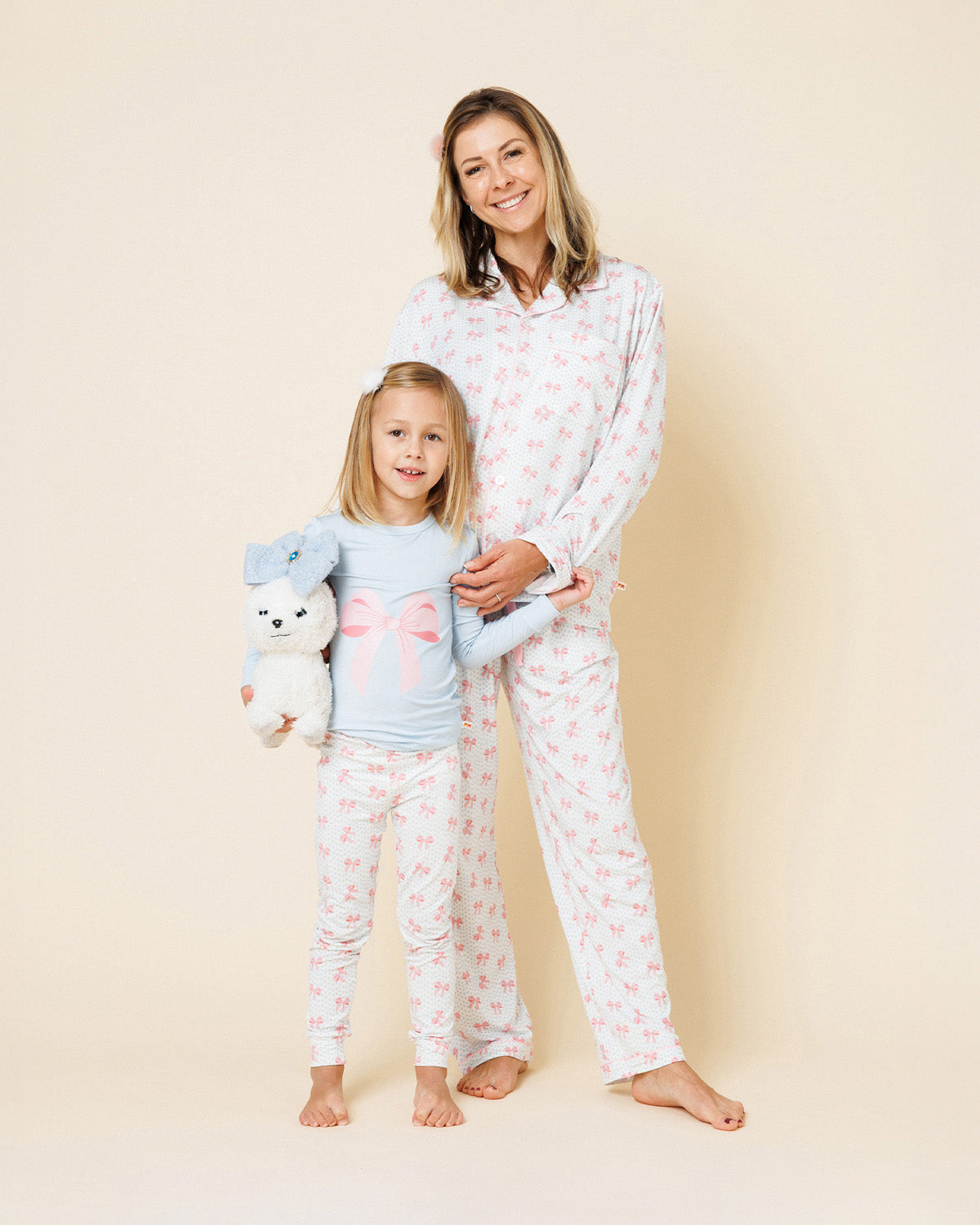 Bamboo Printed PJ Set - Blue Bow
