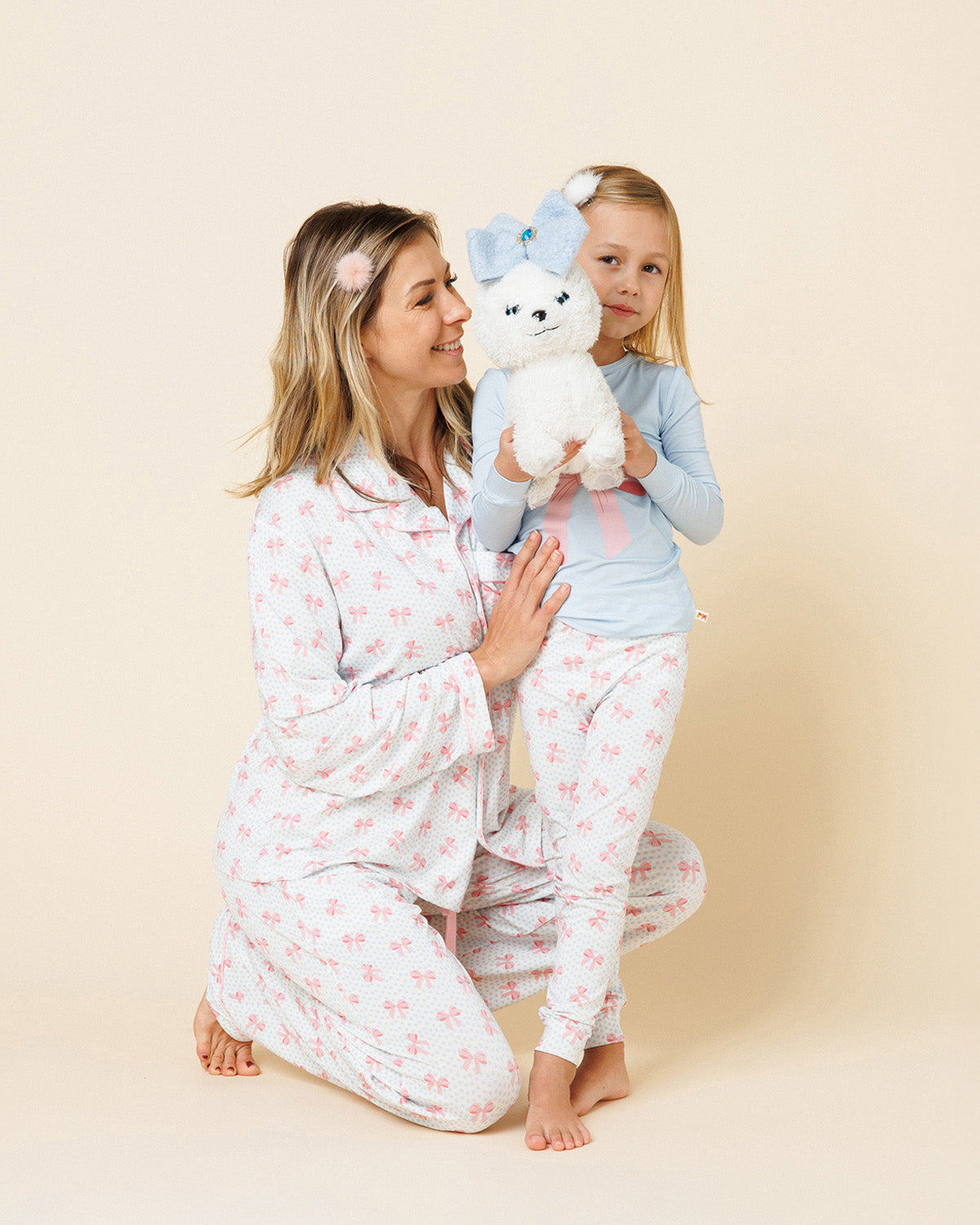 Bamboo Printed PJ Set - Blue Bow