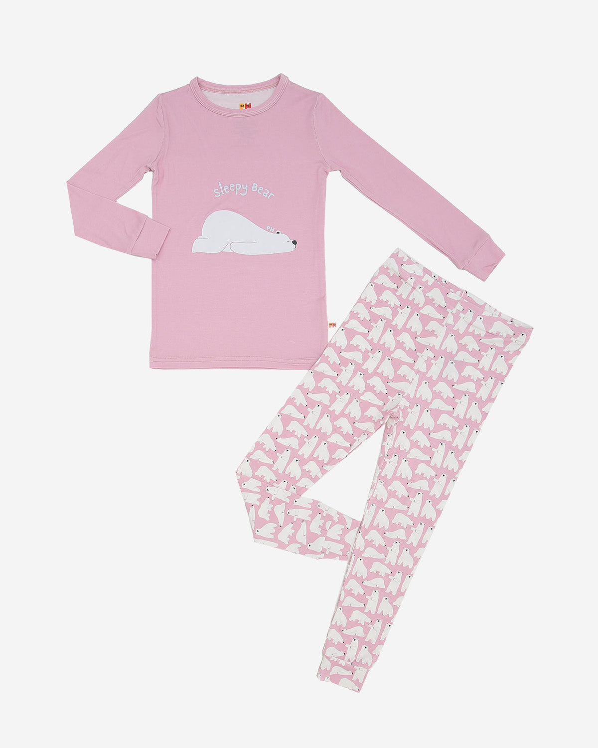 Bamboo Printed PJ Set - Pink Bear