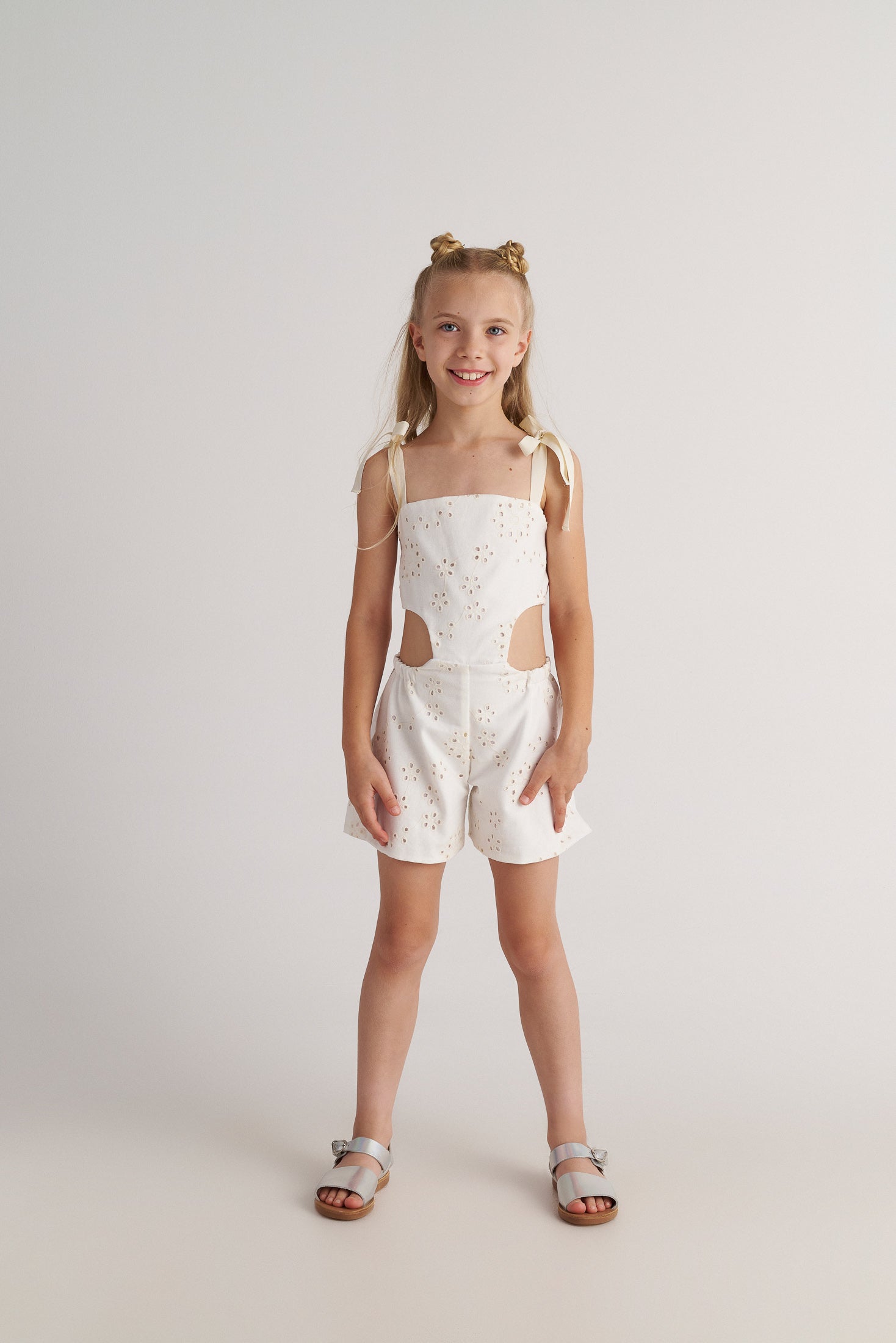 White Sand Embroidered Playsuit