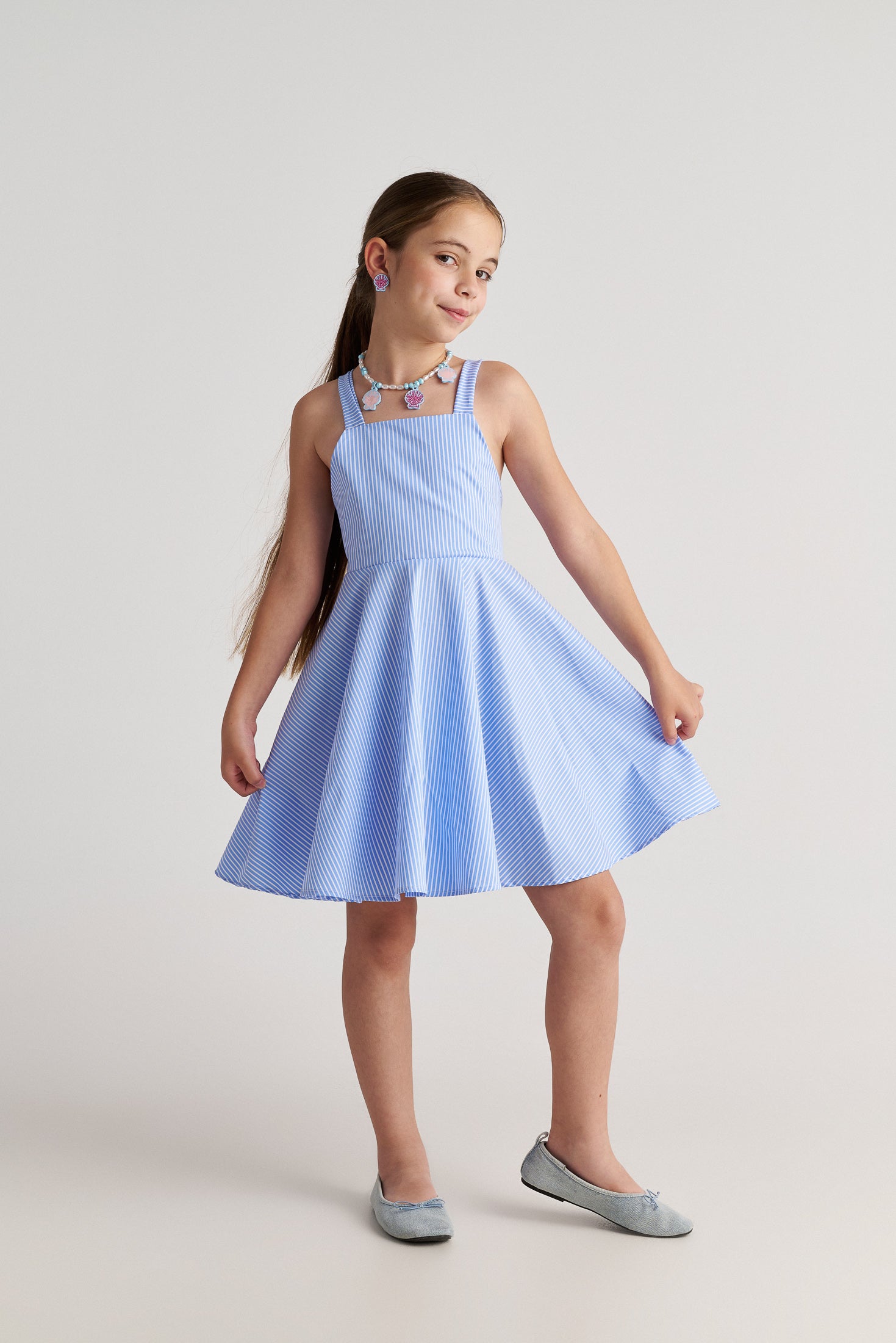 The Cool Shirt Striped Backless Bow Dress