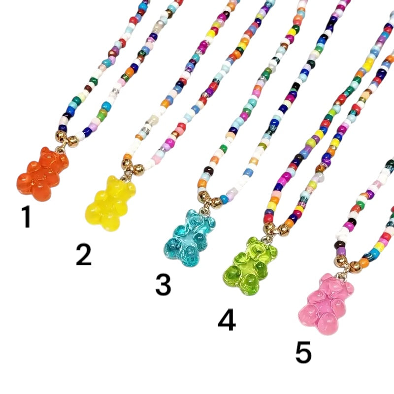 Jelly Bear Colorful Beads Necklace