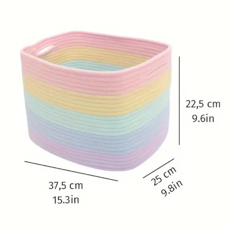 Pastel Striped Woven Basket