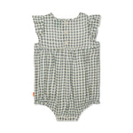 Gingham Flutter Baby Linen Romper - 6-12 Months