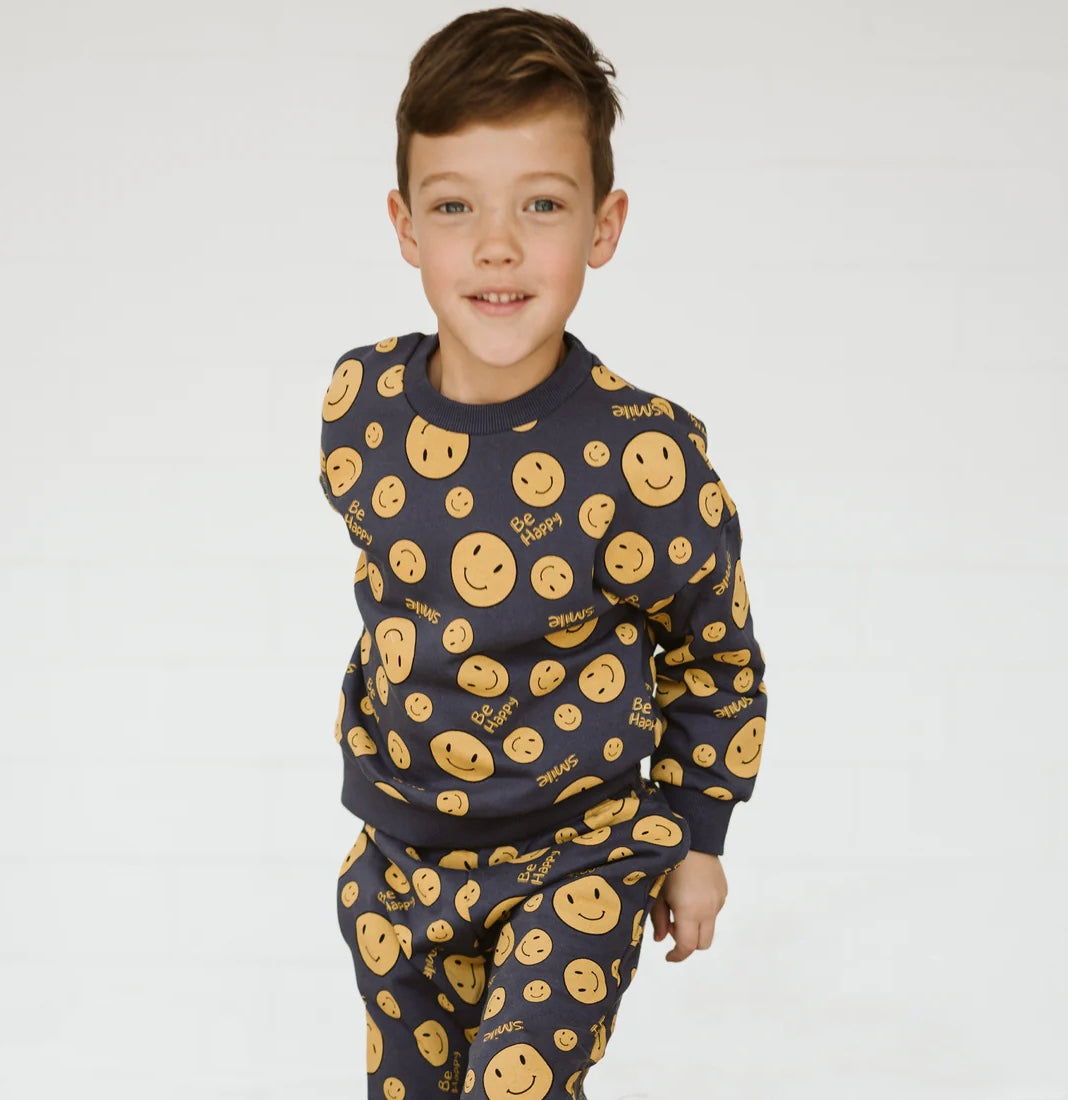 Smile Sweatshirt Set Charcoal - 6 Months