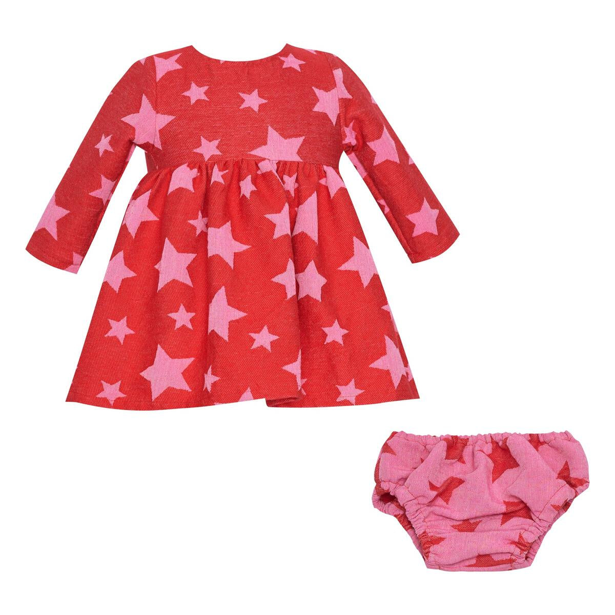Star loomed Dress With Panties - Red - 6 Months