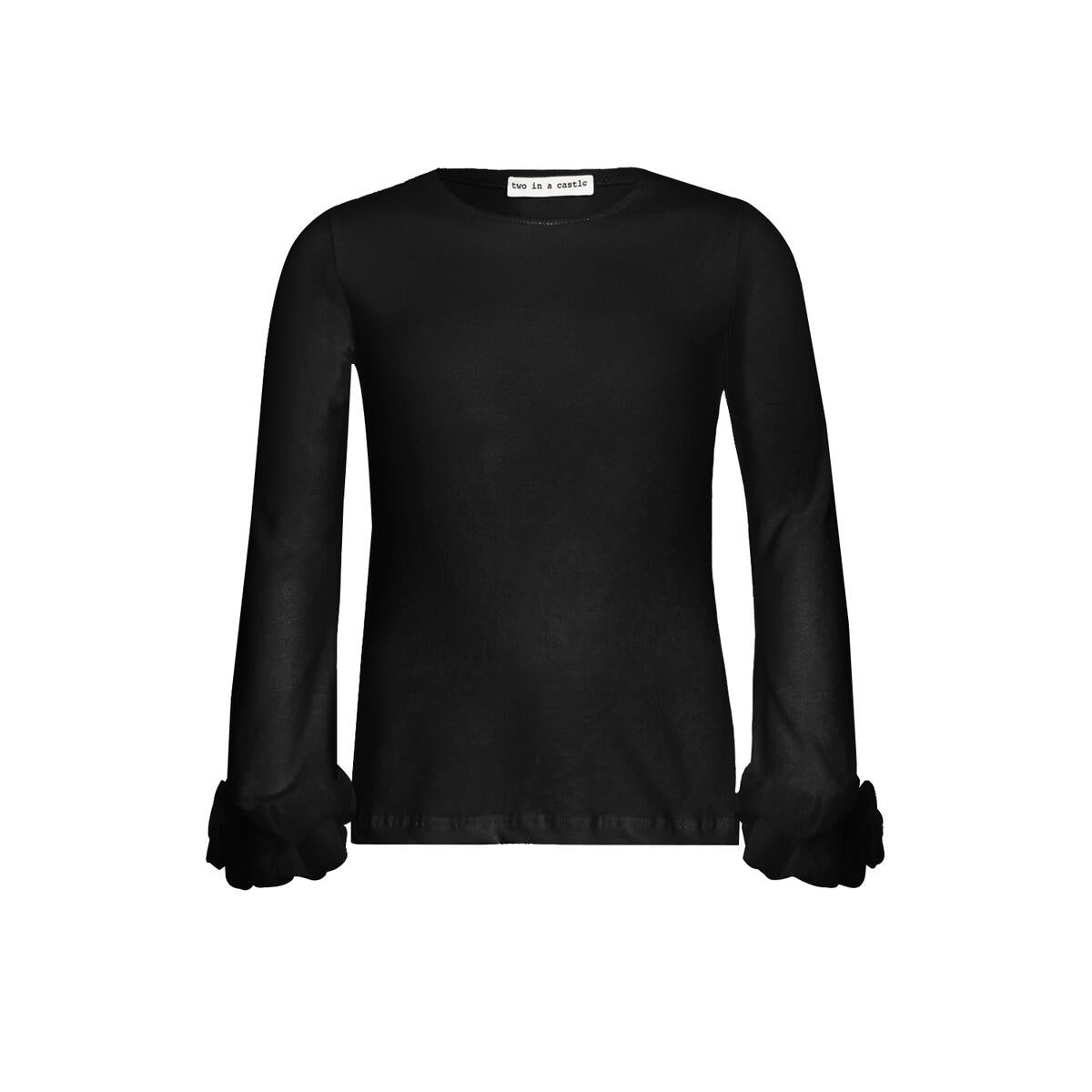 Monochrome Top W/Frill Sleeve - Black - 2 Years