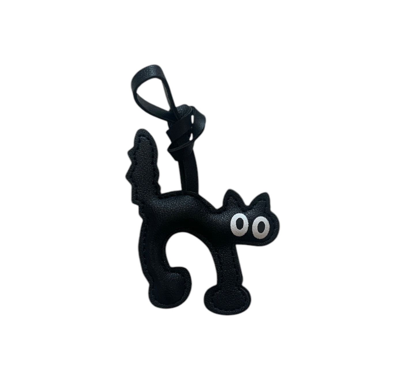 Faux Leather Cat Charm - Black