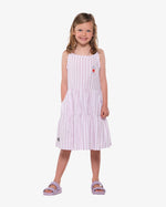 Poplin Cotton Summer Play Dress - Pink Stripe - 12 Years