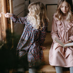 Floral Dress With Ruffles - Night Blue