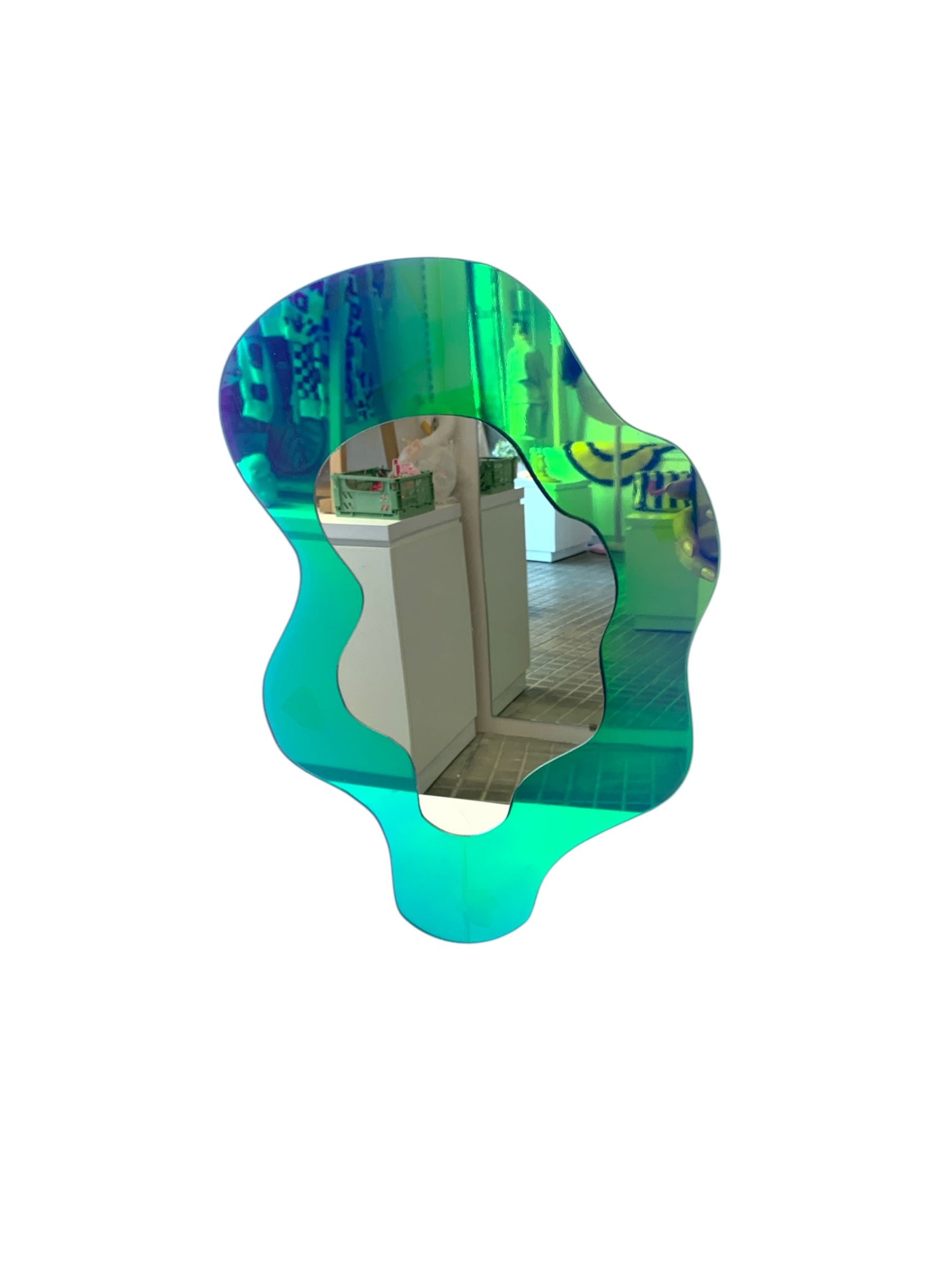 2D Iridescent Wavy Mirror - Cloud