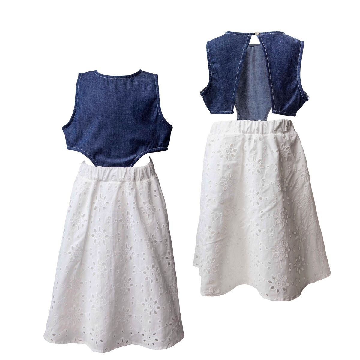 Lemon Sorbet 2 Piece Embroidery & Denim Dress - 3 Years