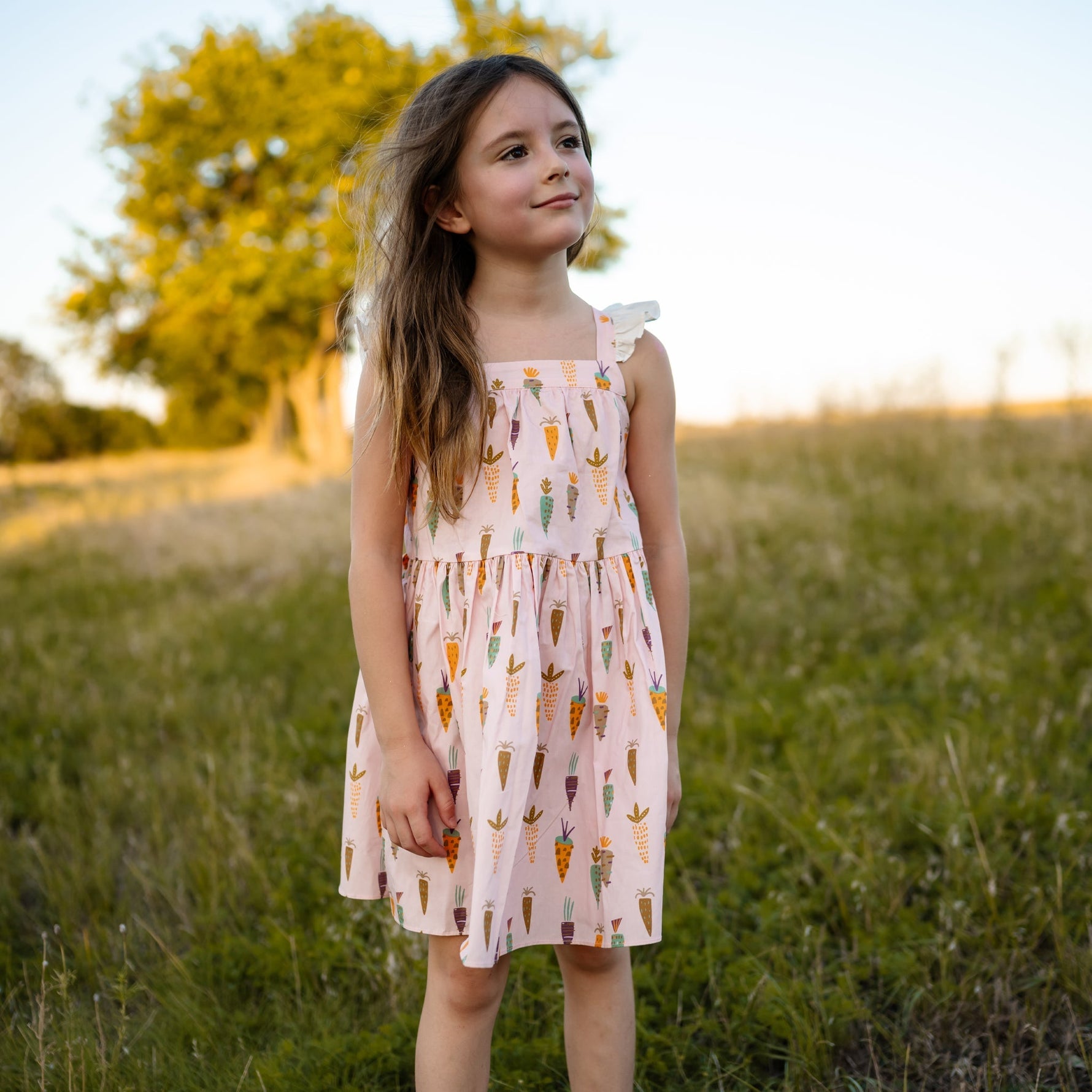 Print Frill Dress - Pink Carrot - 12 Months