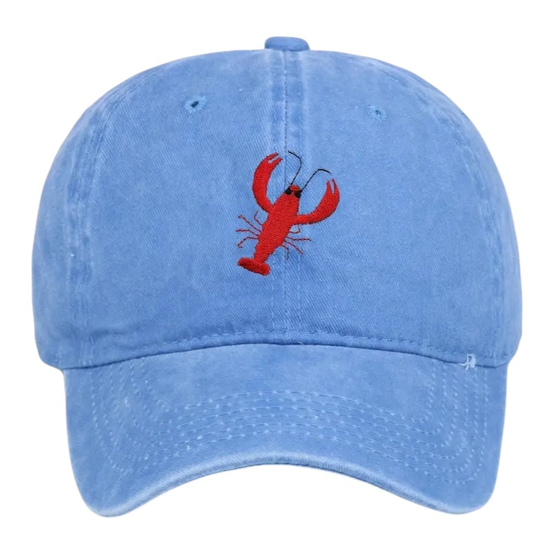 Crayfish Embroidered Cap - Light Blue