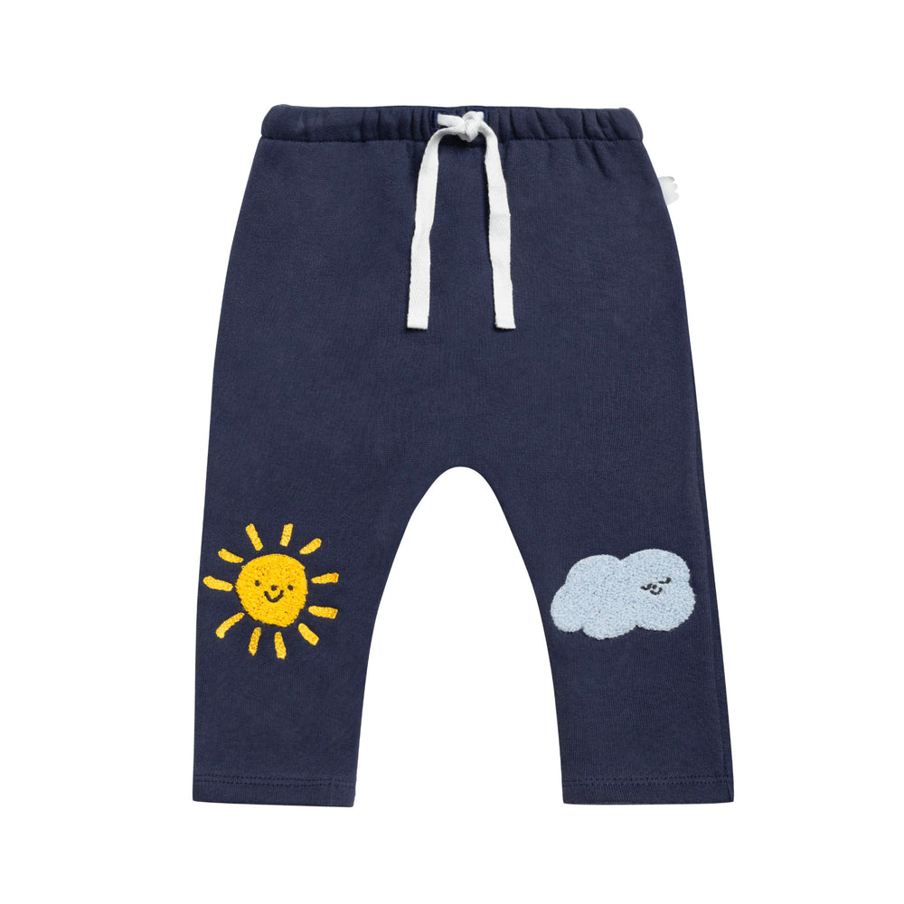 Sunshine & Cloud Knee Patch Harem Pant - Navy - 3-6 Months