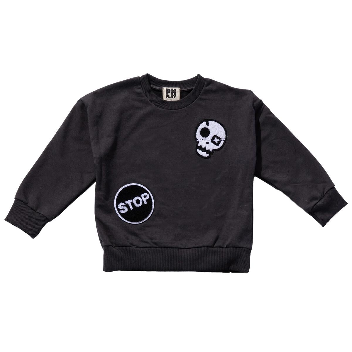 Skull Sweatshirts - Charcoal - 1 Year