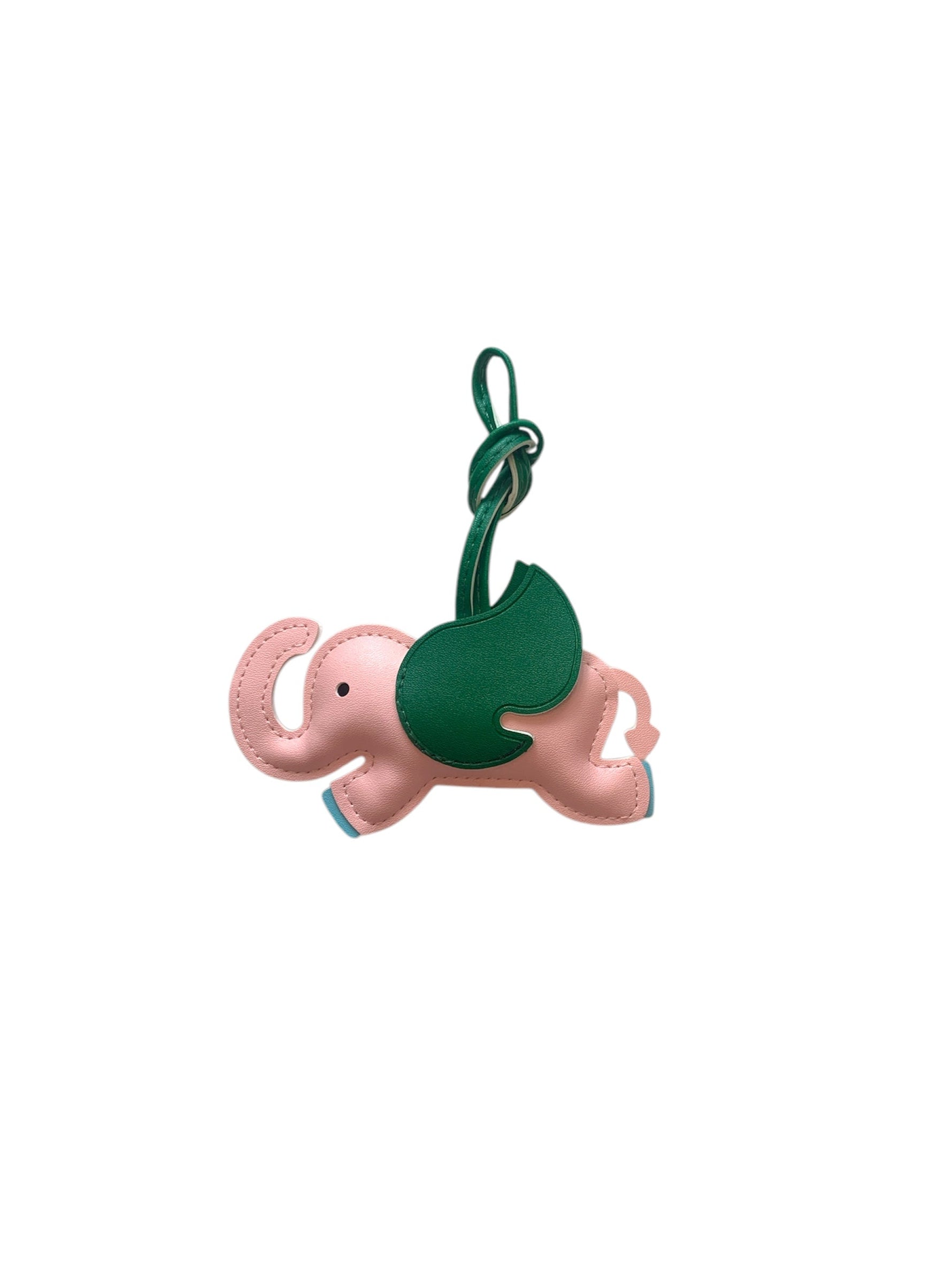 Elephant Leather Keychain - Pink