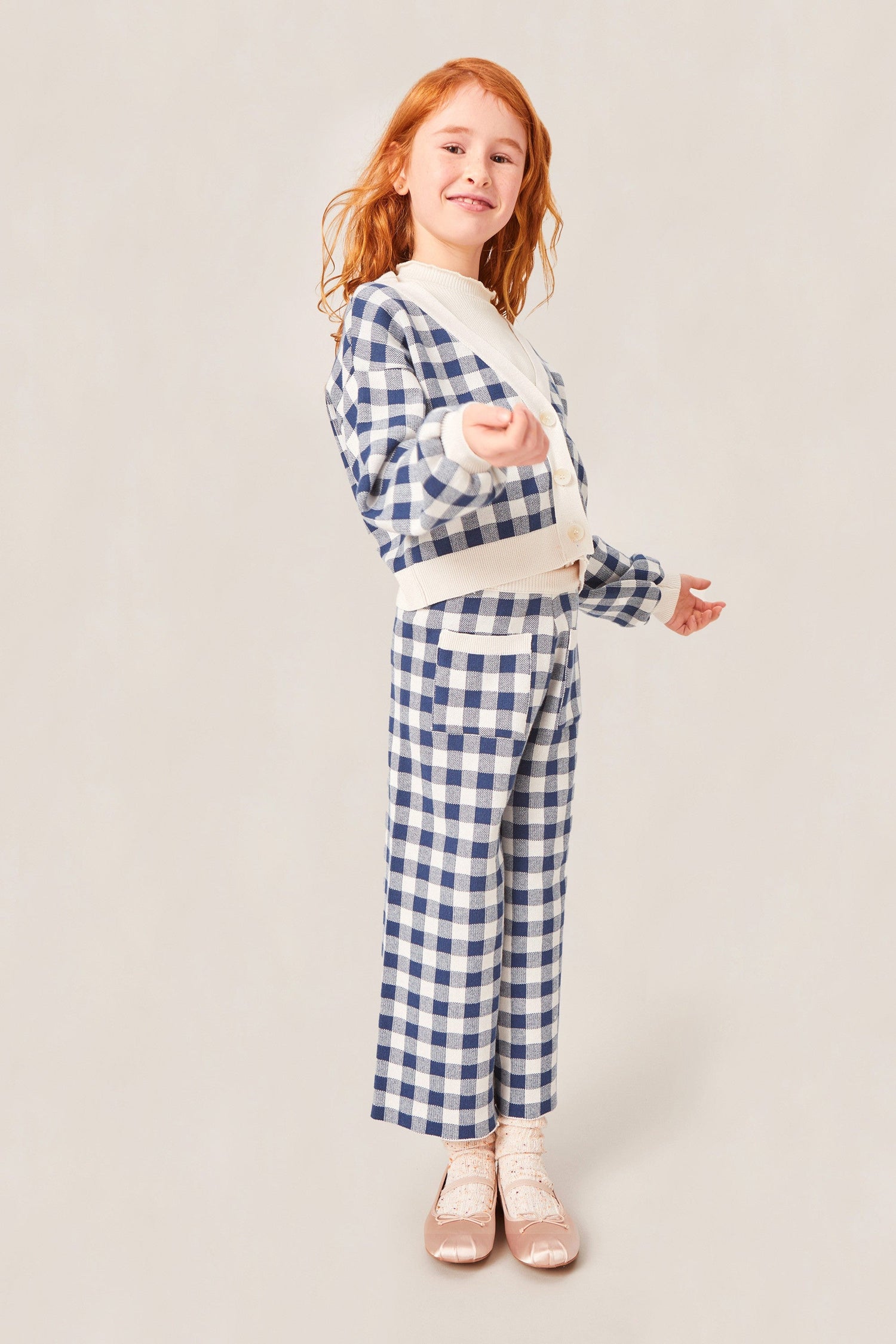 Carlota Pant - Ecru/Dark Blue - 2 Years