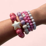 5 Beaded Acrylic Bracelets - Pink Set